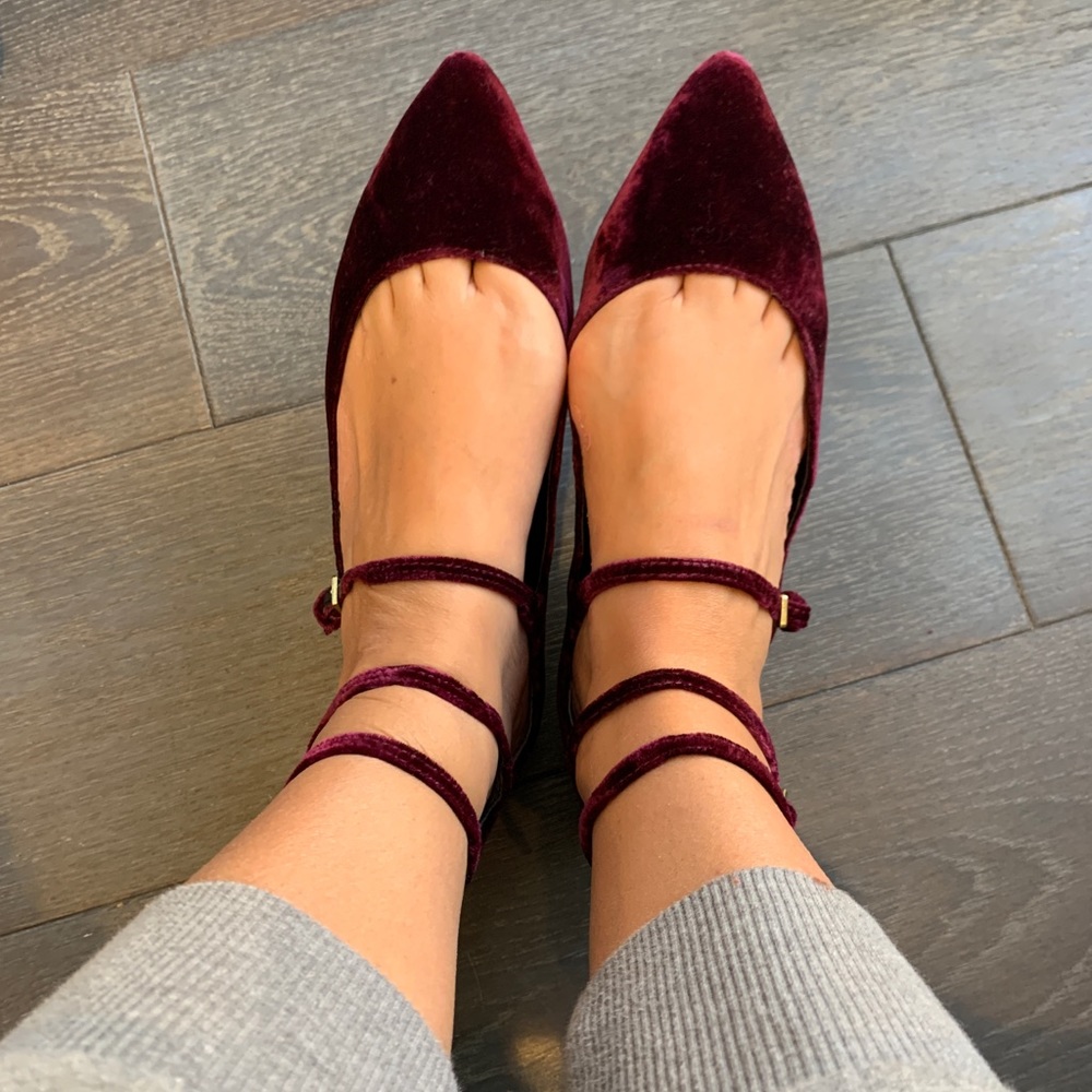 BR Lush Purple Velvet Flat with triple straps